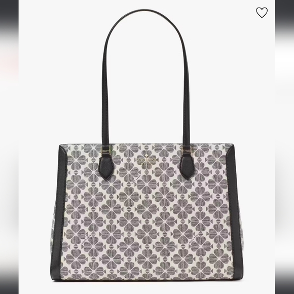 Kate Spade Signature Spade Flower East West Laptop Tote, Black Multi - Picture 1 of 5